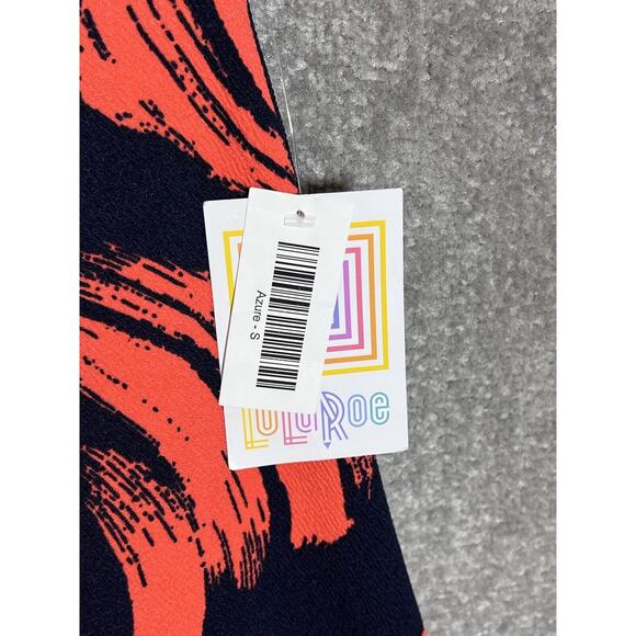 Lularoe Azure Brushstroke Pull On Skirt Womens Size S Stretch Blue Neon Orange - Picture 5 of 7